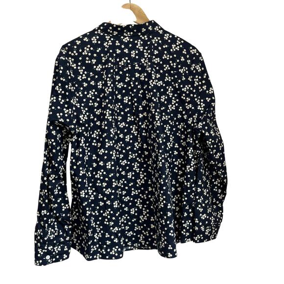 L.L.Bean Wrinkle Free Oxford Shirt 2X Plus Navy Floral Button Down Cotton - Picture 3 of 8